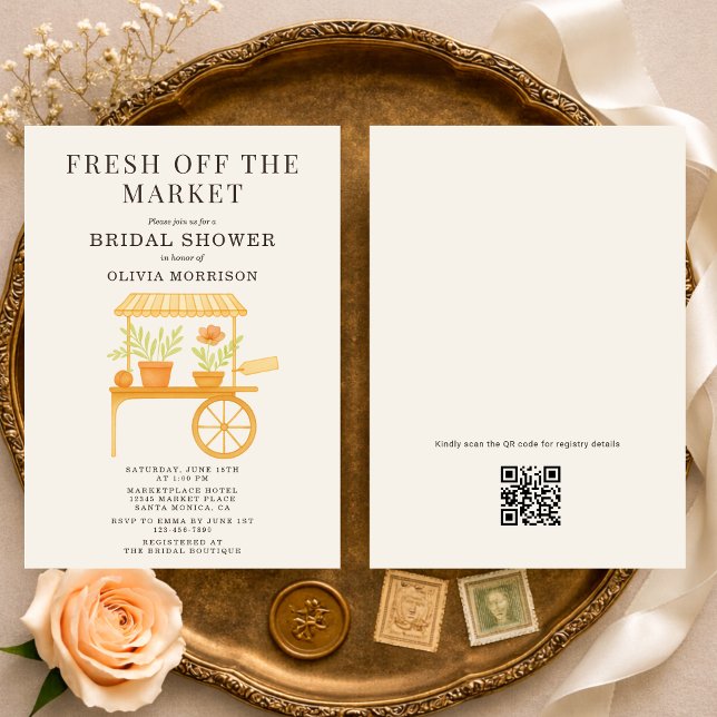 Fresh Off the Market QR Code Bridal Shower Einladung (Von Creator hochgeladen)
