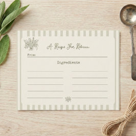Fresh off the Market Sage Green Bridal Recipe Card Dankeskarte