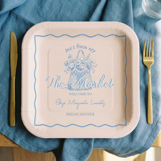 Fresh Off The Market Sketch Floral Bridal Shower Pappteller