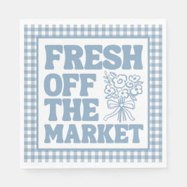 Fresh Off the Market Whimsical Blue Bridal Shower Serviette