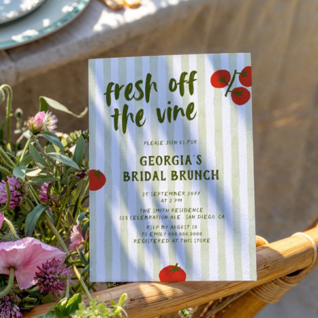 Fresh off the Vine Tomato Hand Drawing Brautparty Einladung (Von Creator hochgeladen)