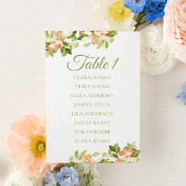Fresh Orange Citrus Wedding Seating Chart Card Tischnummer