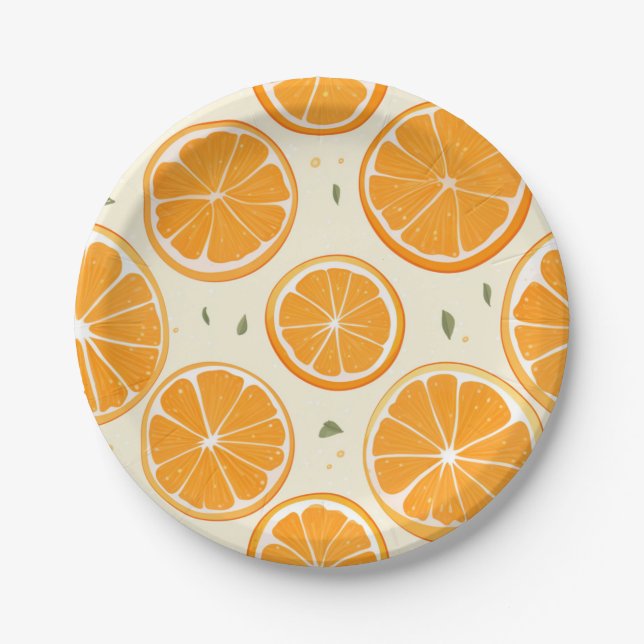 Fresh Orange Slice Pattern – Bright Citrus Fruit Pappteller (Vorderseite)
