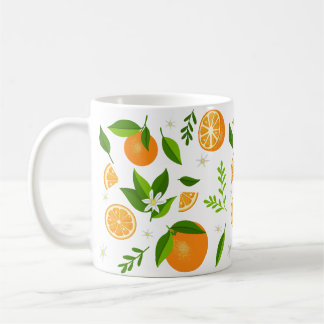 Fresh oranges with flowers and leaves kaffeetasse