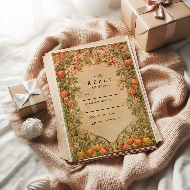 Fresh Orchard Botanical Wedding RSVP Karte (Von Creator hochgeladen)