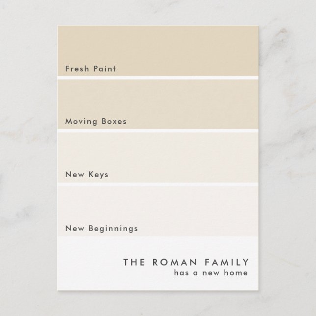 Fresh Paint Chip Mouncement Beige Postkarte (Vorderseite)