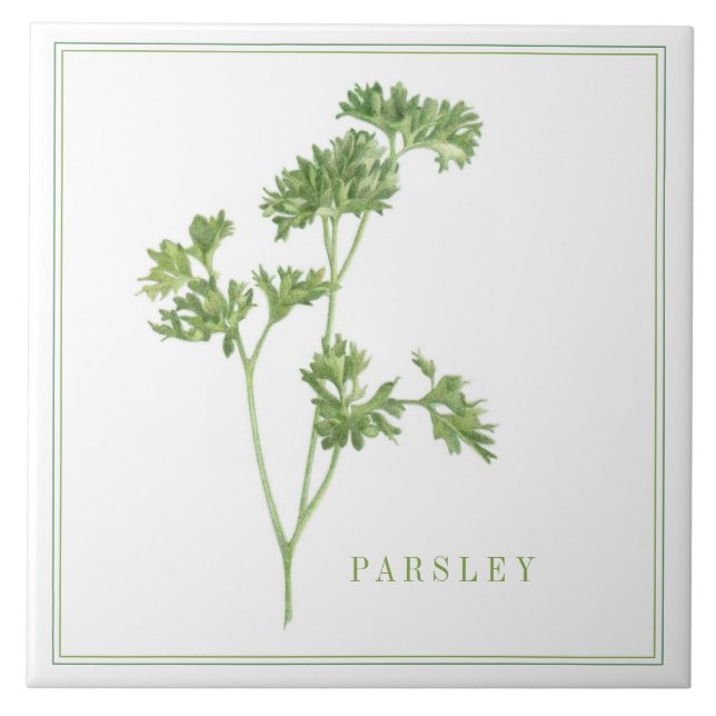 FRESH PARSLEY 6x6 Keramik Tile (+text) Fliese (Vorderseite)