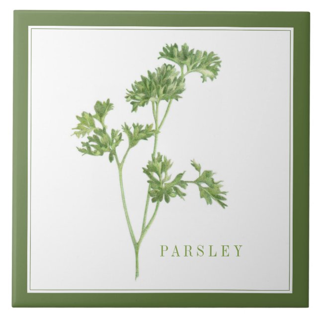 FRESH PARSLEY 6x6 Keramik Tile (+text) Grün Fliese (Vorderseite)