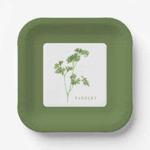 FRESH PARSLEY 7" Square Paper Tellers - Green Pappteller