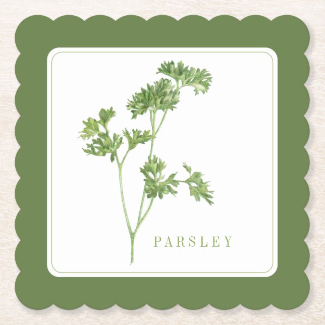 FRESH PARSLEY Scallop Square Untersetzer (+text) G (Vorderseite)