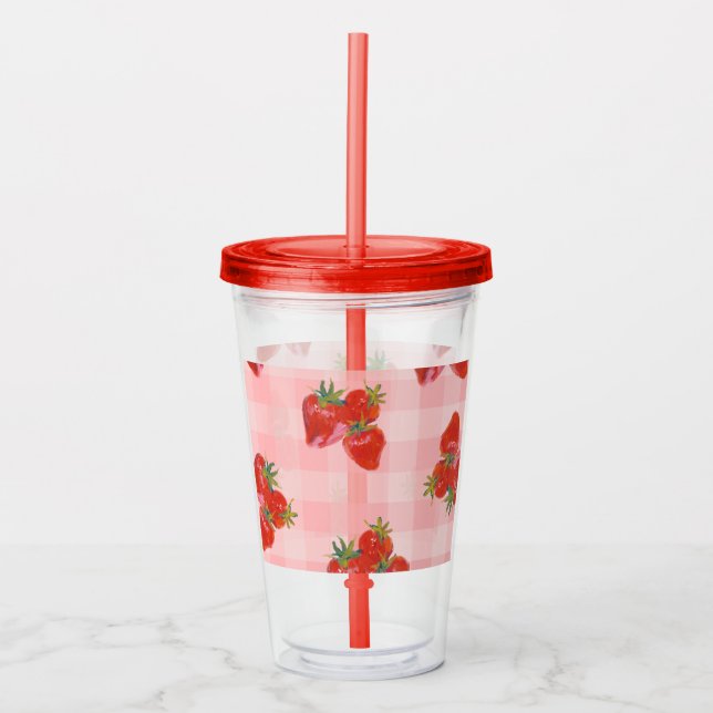 Fresh Picked Tumbler  Strawberry Fruit Acrylic Cup Acryltrinkbecher (Vorderseite)