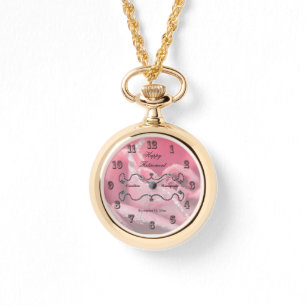 Fresh Pink Rose The Morning Dew Happy Retirement Armbanduhr