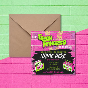 Fresh Princess 90s Boombox Hot Pink Birthday Einladung