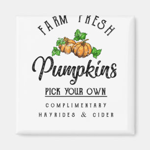Fresh Pumpkins Fall Halloween Retro Magnet