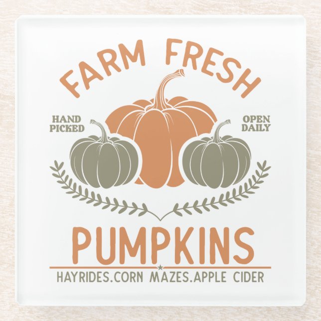 Fresh Pumpkins | Hand Pickup Glasuntersetzer (Vorderseite)