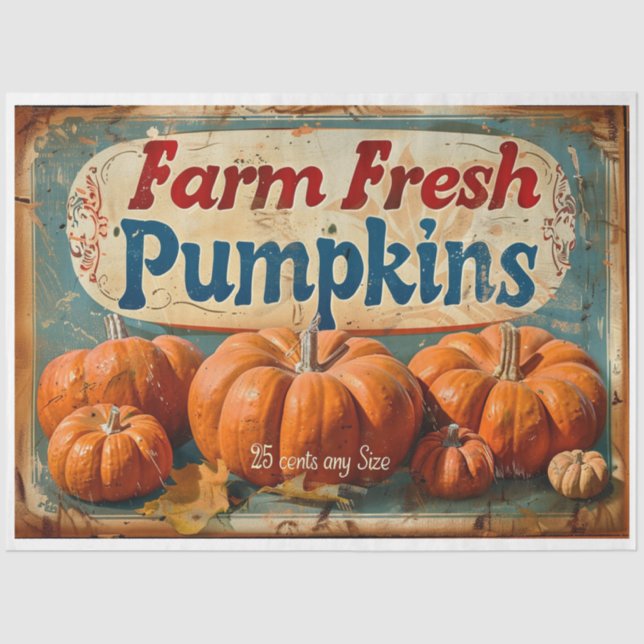 Fresh Pumpkins Sign Seidenpapier (Vorderseite)