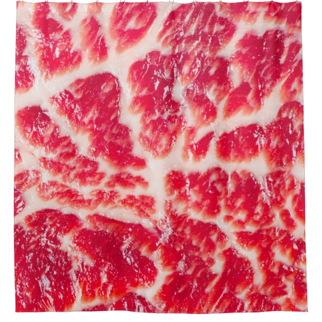 Fresh raw beef steak marbled meat textur close up duschvorhang (Vorderseite)