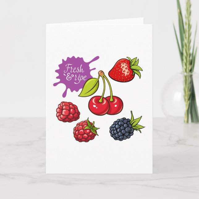 Fresh Red Berries and Cherries Karte (Vorderseite)