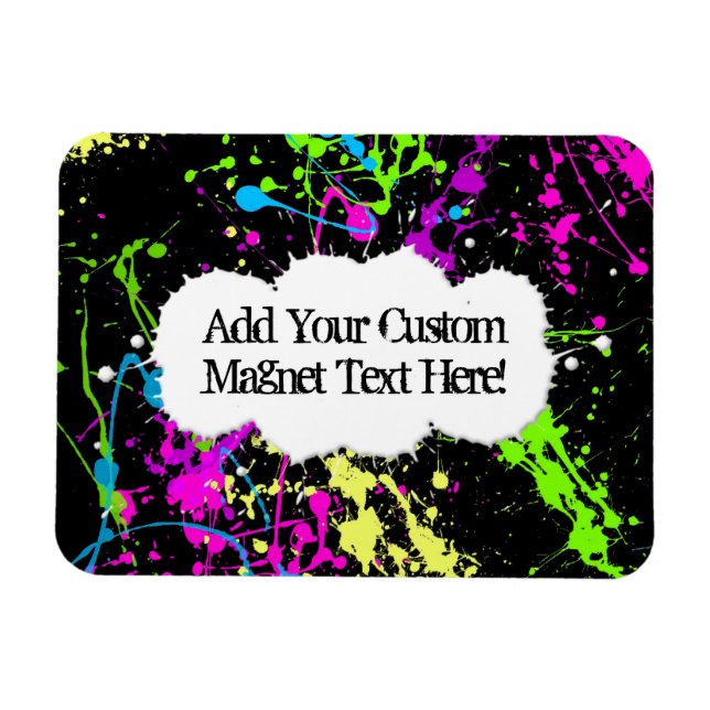 Fresh Retro Neon Paint Spritzer on Black Magnet (Horizontal)