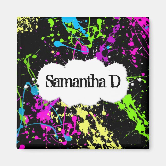 Fresh Retro Neon Paint Spritzer on Black Magnet (Vorne)