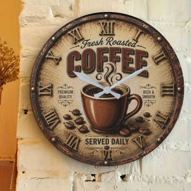 Fresh Roasted Coffee Große Wanduhr (Von Creator hochgeladen)