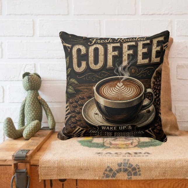 Fresh Roasted Coffee Rustic Farmhouse Kissen (Von Creator hochgeladen)