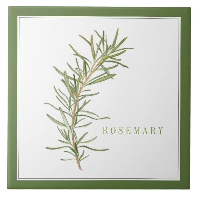 FRESH ROSEMARY 6x6 Keramik Tile (+text) Grün Fliese (Vorderseite)