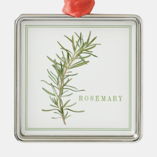 FRESH ROSEMARY Premium Square Ornament Aus Metall
