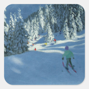 Fresh Snow Morzine Frankreich Quadratischer Aufkleber