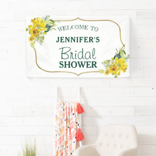 Fresh Spring Yellow Floral Brautparty Welcome Banner