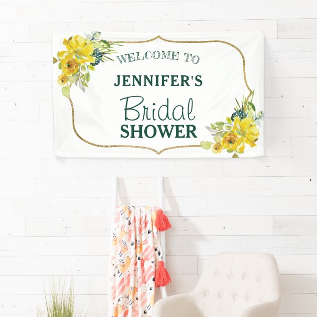 Fresh Spring Yellow Floral Brautparty Welcome Banner (Insitu)