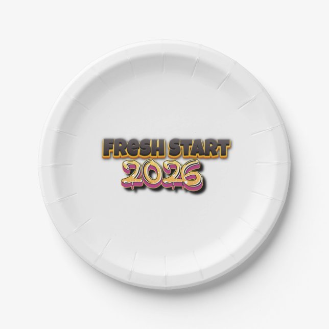 Fresh Start 2026 – Minimalist Modern Plate Design Pappteller (Vorderseite)