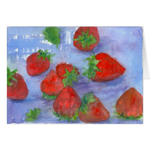 Fresh Strawberries Red Fruit Watercolor Art Blank
