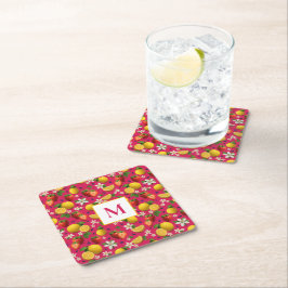 Fresh Strawberry and Lemon Pattern Rechteckiger Pappuntersetzer