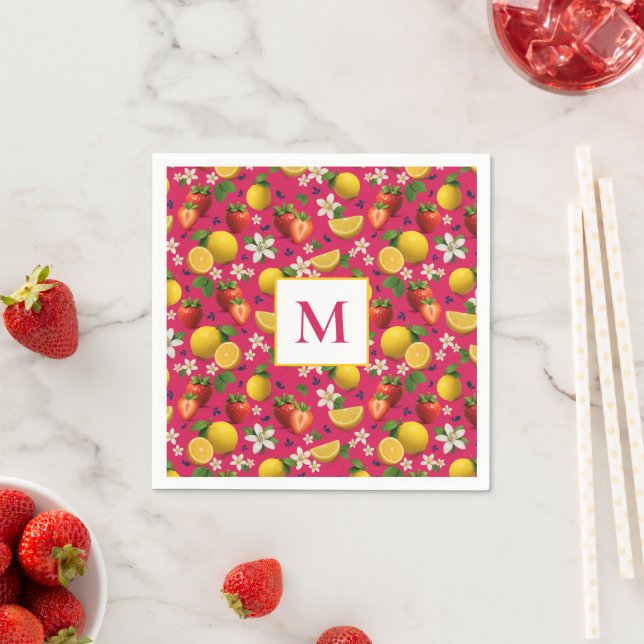 Fresh Strawberry and Lemon Pattern Serviette (Beispiel)