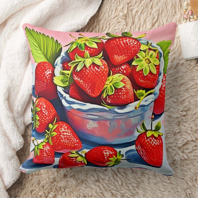 Fresh Strawberry Bowl Kissen (Decke)