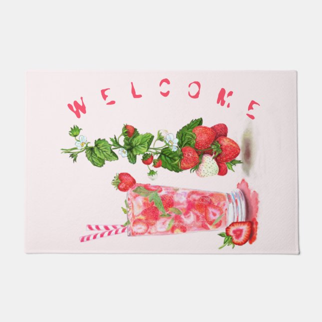 Fresh Strawberry Cool Drink Doormat - Willkommen Fußmatte (Vorderseite)