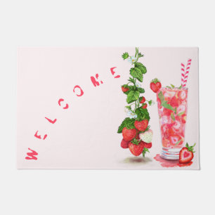Fresh Strawberry Drink Doormat Text Willkommen Fußmatte