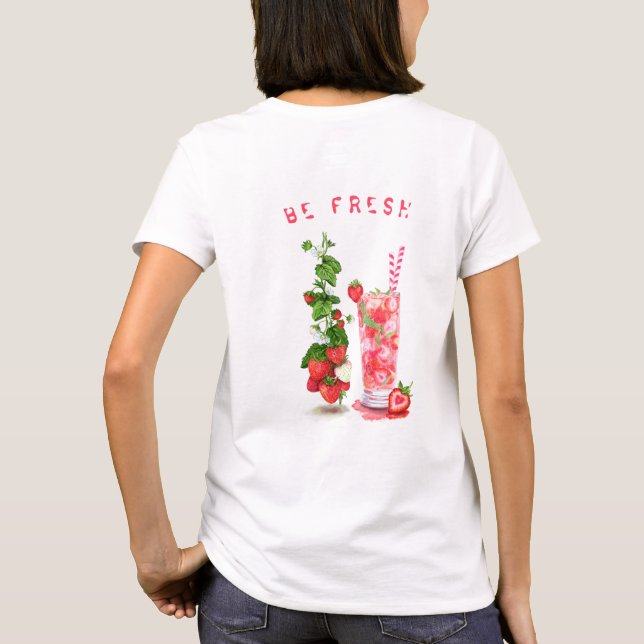 Fresh Strawberry Drink Funny T - Shirt - Benutzerd (Rückseite)