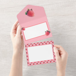 Fresh Strawberry Pattern All In One Einladung