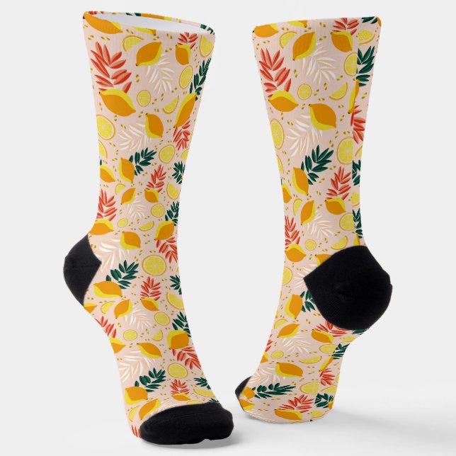 Fresh Summer Gold Lemon Frucht Socken (Gewinkelt)