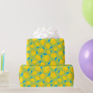 Fresh Summer Lemons Green Seamless Geburtstagsgesc Geschenkpapier