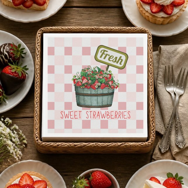 Fresh Sweet Strawberries Paper Napkins Serviette (Von Creator hochgeladen)
