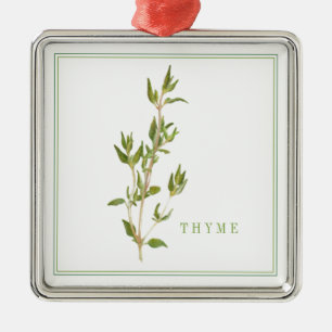 FRESH THYME Premium Square Ornament Aus Metall