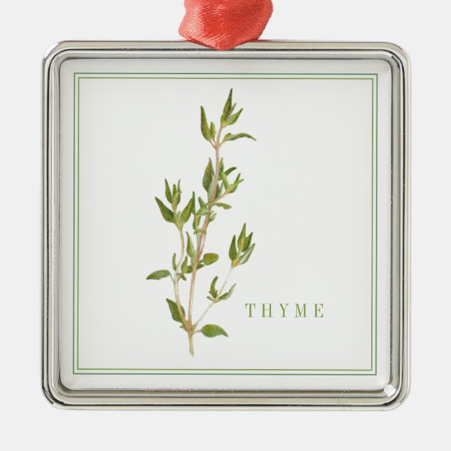 FRESH THYME Premium Square Ornament Aus Metall (Vorne)