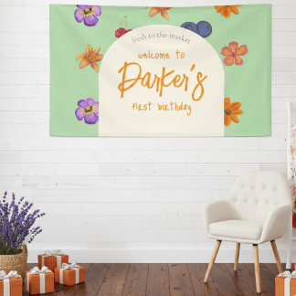 Fresh to Market Erster Geburtstag Thema - Blumen Banner