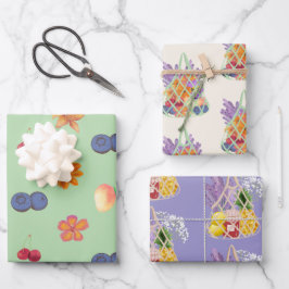 Fresh to Market Erster Geburtstag Thema - Blumen Geschenkpapier Set