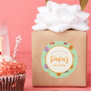 Fresh to Market Erster Geburtstag Thema - Blumen Runder Aufkleber
