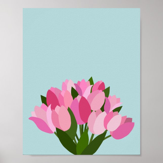 Fresh Tulips Pastell Soft Blue Poster (Vorne)