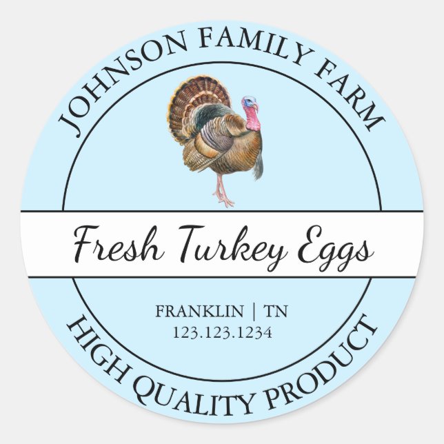 Fresh Turkey Egal Blue Label Runder Aufkleber (Vorderseite)